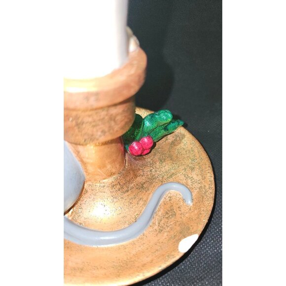 3 Vintage Mouse Stocking Holders Candy Cane Holly Christmas Decor - Picture 6 of 10